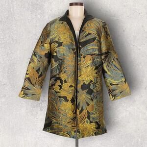 The Metropolitan Opera Satin Gold Floral Brocade Jacket Art to Wear Coat Size M